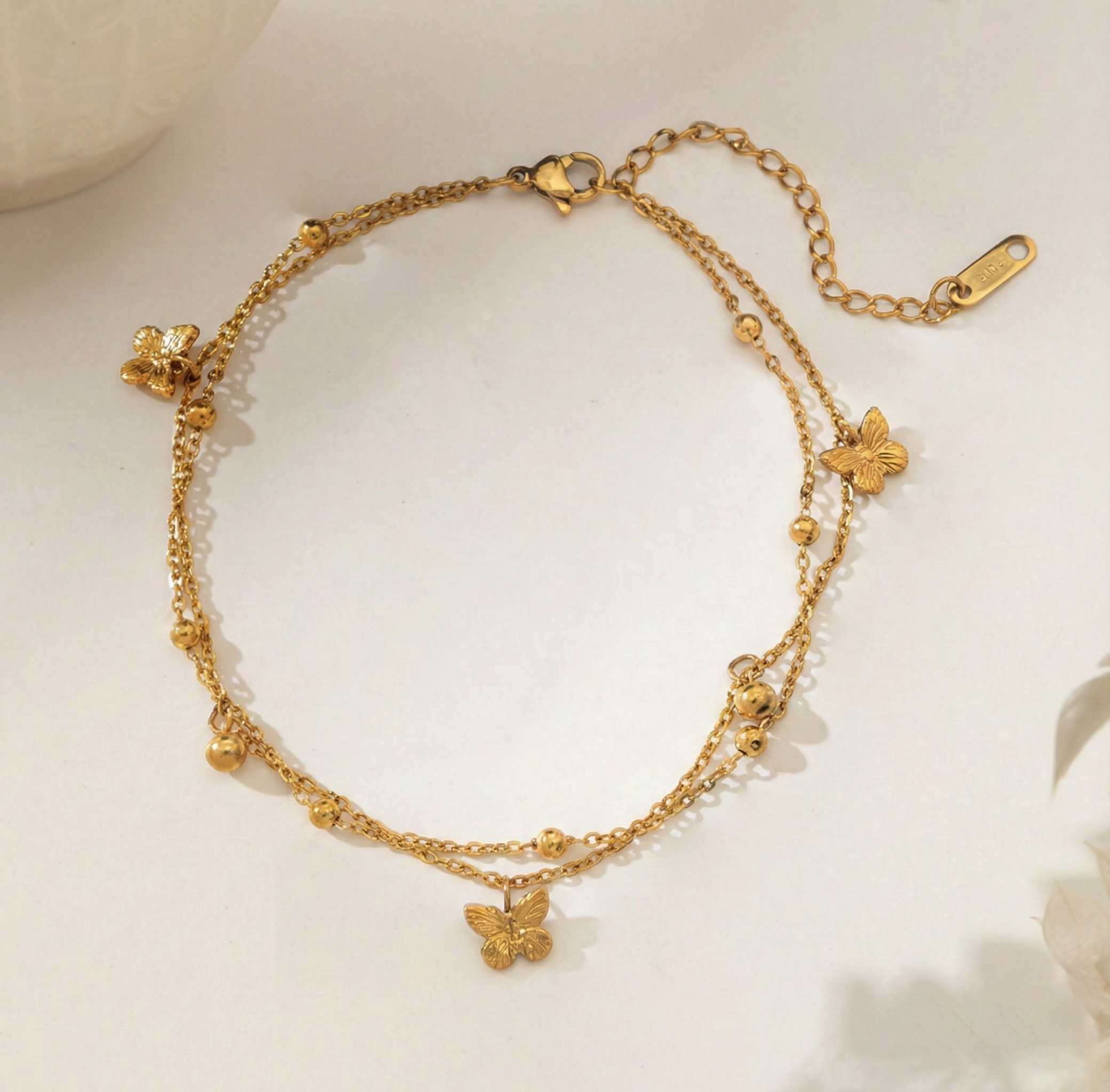 Butterfly Charm Layered Bracelet
